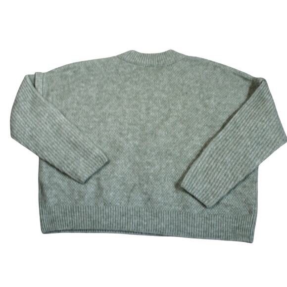 Madewell Cable Knit Sweater Alpaca Wool Womens Medium Green Boxy Classic NEW - Picture 2 of 8